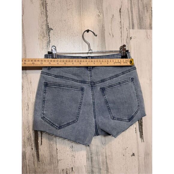 Forever 21 Rhinestone Fringe High-Rise Denim Shorts Size 26 - Picture 9 of 10